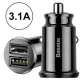 Baseus Grain Automobilinis įkroviklis 2x USB 3.1A, Juodas