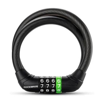 Rockbros 32120005001 dviračio spyna su kodu 115 cm, juoda