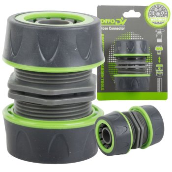 Sodo žarnos jungtis DIVODV 3/4", ABS + guma, Žalia/Juoda