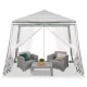 Sodo paviljonas / vakarėlių palapinė su tinkleliu nuo uodų 3x3 m, Balta/Žalia