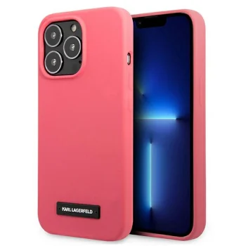 Karl Lagerfeld Silicone Plaque dėklas iPhone 13 Pro / 13, fuksijų