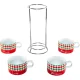 Kapučino puodelių rinkinys su stovu Bialetti Tricolore, 4 vnt.