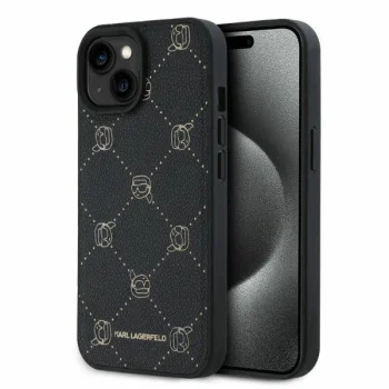 Karl Lagerfeld dėklas iPhone 15 telefonui MagSafe Karl Heads, juodas