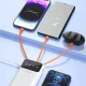 Dudao K6Pro+ 20000mAh išorinė baterija su 4 integruotais laidais, balta