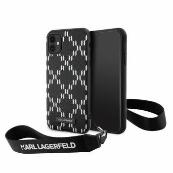 Karl Lagerfeld dėklas iPhone 11 / XR Monogram Losange Saffiano, juodas
