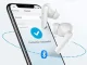 Belaidės Bluetooth į ausis įstatomos ausinės su LED dėklu, baltos