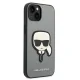 Karl Lagerfeld Saffiano Karl\'s Head Patch dėklas iPhone 14 telefonui, sidabrinis