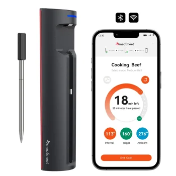 Išmanusis virtuvinis termometras Meatmeet Pro, Bluetooth / Wi-Fi, juodas
