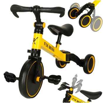 TRIKE FIX MINI vaikiškas triratukas su pedalais 3in1, geltonas