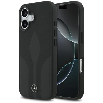 Mercedes dėklas iPhone 17 telefonui Leather The Move MagSafe, juodas