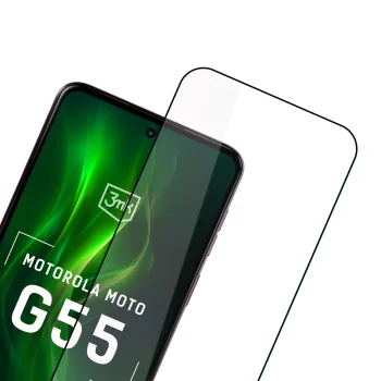 Apsauginis stiklas 3mk HardGlass Max Lite skirtas Motorola Moto G55 5G, juodas
