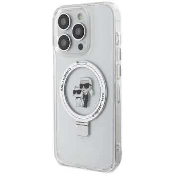 Karl Lagerfeld Ring Stand MagSafe dėklas iPhone 13 Pro Max, baltas