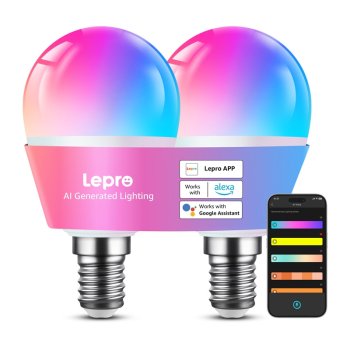 Lepro BP1-2 E14 LED Smart Bulb with Bluetooth and Wi-Fi, 470 lm, 2-pack