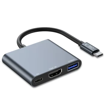 USB-C adapteris Tech-Protect V1 3in1 HDMI 4K / USB-A 3.0 / PD 100W, pilkas