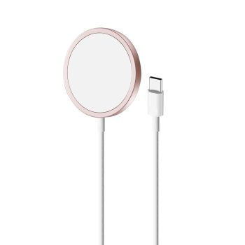 Belaidis įkroviklis Puro Magnetic, suderinamas su MagSafe, USB-C, 1m, rožinis