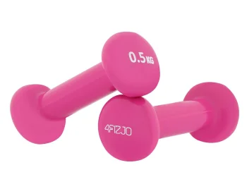 Viniliniai metaliniai hanteliai 4Fizjo Fitness, 2 x 0,5 kg, rožiniai