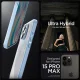 Spigen iPhone 15 Pro Max dėklas Crystal Hybrid, skaidri mėlyna