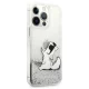 Karl Lagerfeld Liquid Glitter Choupette Fun dėklas iPhone 13 Pro Max 6.7\", sidabrinis