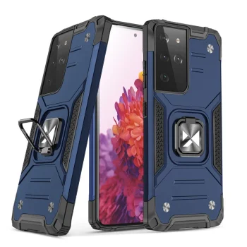 Wozinsky Ring Armor Hybrid Case for Samsung Galaxy S22 Ultra, Blue