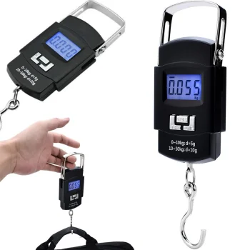 Elektroninės pakabinamosios svarstyklės bagažui ir žvejybai su LCD, iki 50 kg