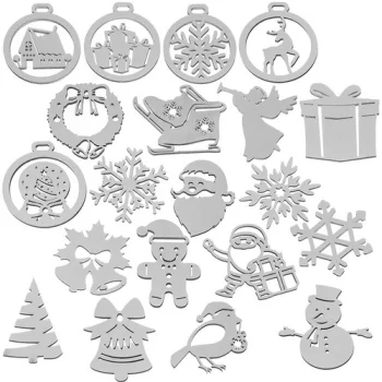 Ruhhy Wooden Christmas Tree Baubles, 20 pcs, White, 9 cm