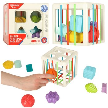 Elastic Sensory Cube - Shape Sorter with 10 Blocks