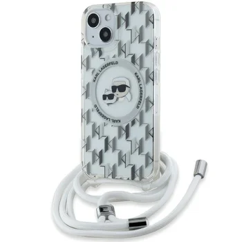 Karl Lagerfeld dėklas iPhone 15 / 14 / 13 Crossbody Monogram, skaidrus