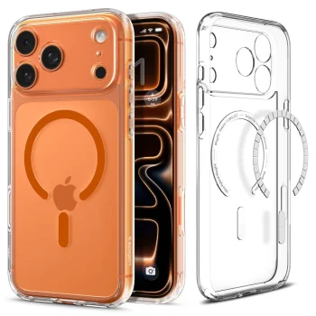 Spigen Ultra Hybrid MagSafe dėklas iPhone 17 Pro Max - Clear Orange
