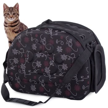 Pet carrier bag for dog, cat, rabbit, 40x33x27.5 cm, black