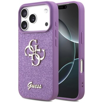 Guess dėklas iPhone 17 Pro telefonui Fixed Glitter Big 4G, alyvinis