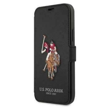 Apple iPhone 12 / 12 Pro 6.1" US Polo Embroidery Collection Book Case Cover (USFLBKP12MPUGFLBK), Black