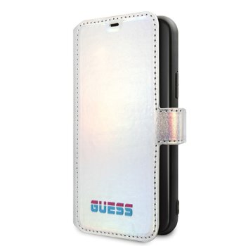 Guess iPhone 11 Pro atverčiamasis dėklas Iridescent, sidabrinis