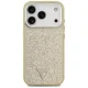 Guess Glitter Triangle Logo MagSafe dėklas iPhone 17 Pro, auksinis