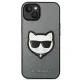 Karl Lagerfeld Saffiano Choupette dėklas iPhone 13 / 14 / 15, sidabrinis