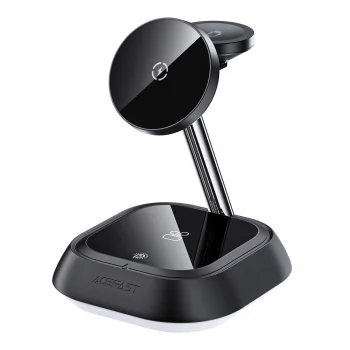 Acefast E16 3-in-1 15W Wireless Charging Station for Phone, Watch, Headphones - Black