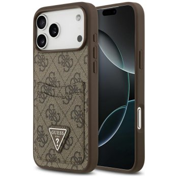 Guess 4G Nauble Card Triangle dėklas iPhone 17 Pro Max, rudas