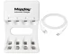 Maxday 704A2 AA/AAA baterijų įkroviklis su USB-C, 4 lizdai, baltas