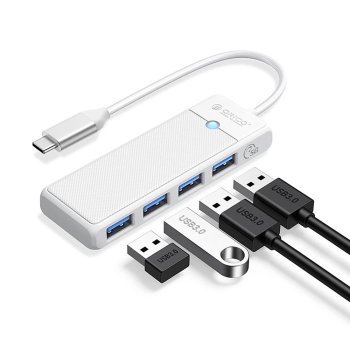 Orico PAPW4A-C3 USB hubas, 4x USB-A 3.0, 1.8 m, baltas