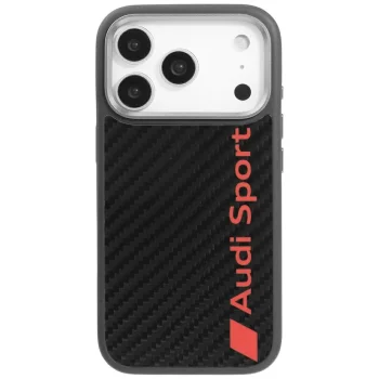 Audi dėklas iPhone 17 Pro telefonui R8 Carbon Fiber MagSafe, juodas