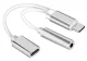 USB-C adapteris į 3.5 mm garso jungtį ir USB-C įkrovimą, sidabrinis