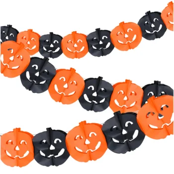Ruhhy 3m Paper Halloween Garland Pumpkins, Orange/Black