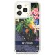 Guess Flower Liquid Glitter dėklas Apple iPhone 13 Pro / 13, Mėlynas