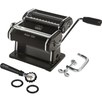 Rankinė makaronų gaminimo mašina Marcato Atlas 150 su Pastawheel tešlos ratuku, juoda