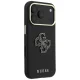 Guess Grained & Big Resin Logo dėklas iPhone 18 Pro Max / 17 Pro Max, juodas
