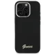 Guess Silicone Script Metal Logo & Frame dėklas iPhone 16 Pro Max, juodas