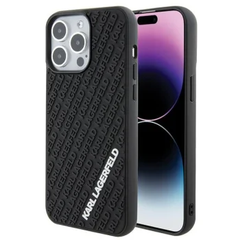 Karl Lagerfeld dėklas, skirtas iPhone 15 Pro Max, 3D Rubber Multi Logo, juodas