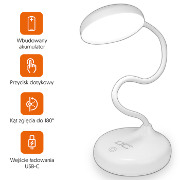 LTC LXL1977 belaidis LED stalinis šviestuvas 6W/7W, 3000mAh, baltas