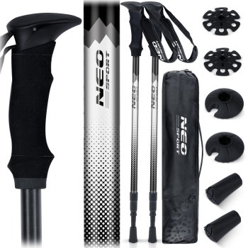 Teleskopinės žygio lazdos Neo-Sport NS-381, 65–135 cm, juodos