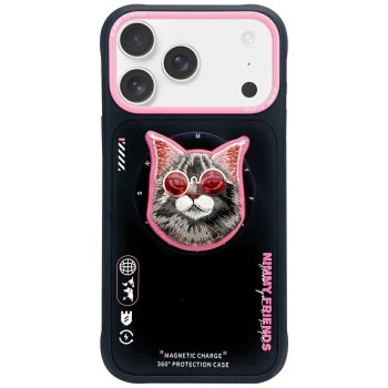 Nimmy iPhone 17 Pro Case Glasses Cool Cat MagSafe, Black / Pink