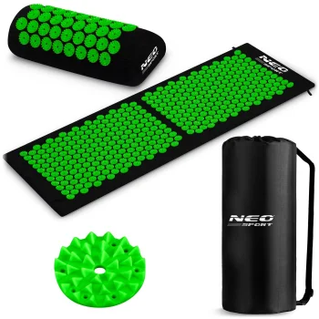 Akupresūros kilimėlis su pagalvėle Neo-Sport NS-901, juodas-žalias